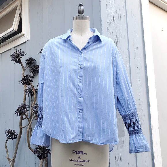 Zara Basic Collection stripe smocked shirt - Picture 3 of 13